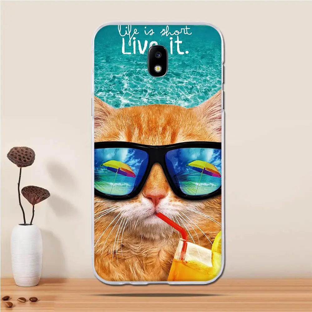 VemMore for Samsung Galaxy J5 2017 J530 Transparent Silicone Case Clear Soft TPU Rubber Bumper Cover Ultra Slim Thin Flexible Protector Cover Case Cat 
