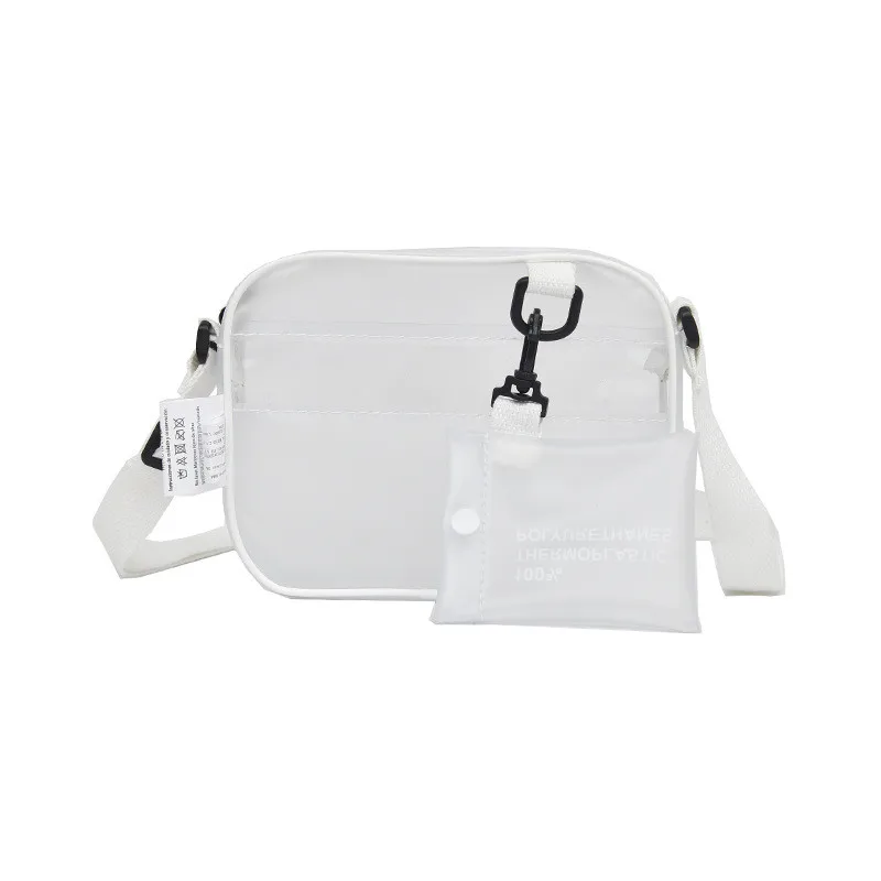 

Flap Causual PVC Transparent Clear Woman Crossbody Bags Shoulder Bag Handbag Jelly Small Phone Bags with Card Holder Wide Straps