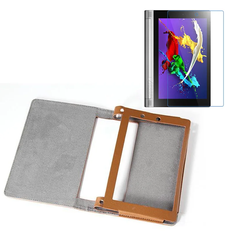 

Luxury Folio Stand Leather Case Protective Cover For Lenovo YOGA Tablet2 Tablet 2 Yoga2 830F 830LC 8" +1x Clear Screen Protector