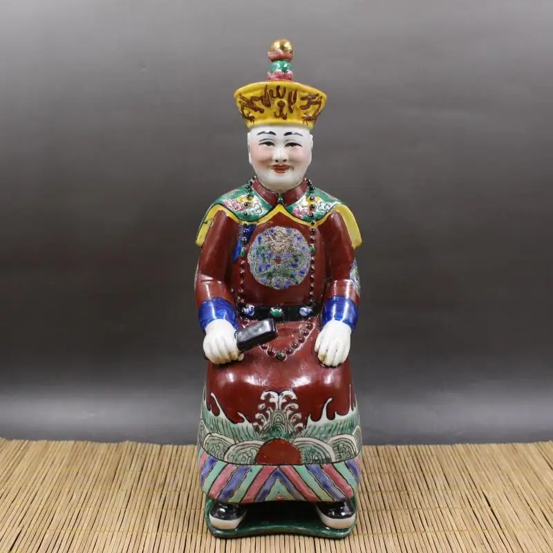

Antique QingDynasty porcelain statue,Pastel Emperor Sculpture #1,carved crafts,Decoration,Collection&Adornment,Free shipping