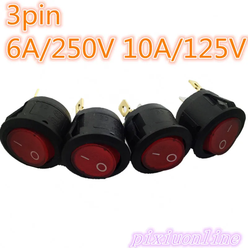 G112Y 4 шт. 20 мм красный светодио дный свет SPST 3PIN на/Выкл круглый лодка кулисный