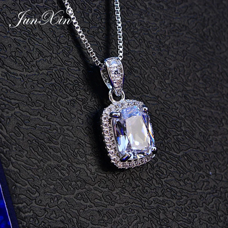JUNXIN женские роскошные белые/фиолетовые ожерелья и подвески модные синие огненные опаловые ожерелья для женщин винтажные Свадебные украшения