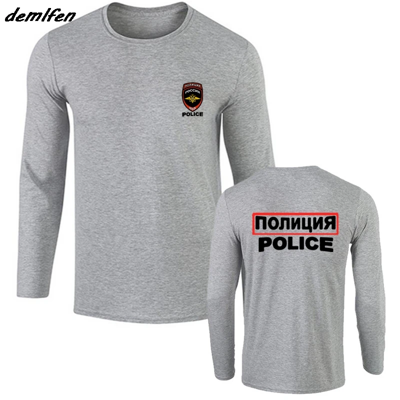 Мужская хлопковая футболка с длинным рукавом, модная новинка, Россия, Москва, логотип MVD, полицейский дизайн, футболка, футболка