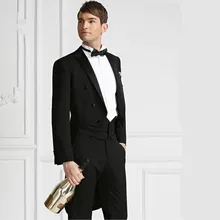 Men’s Black men suits tailcoat latest coat and pants design wedding suits tuxedos custom made groom best man suits(jacket+pants)