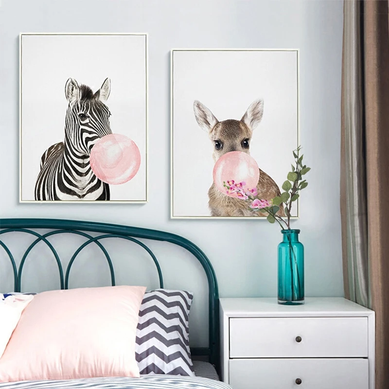 

Zebra Giraffe Koala Poster Print Nordic Cute Animal Bubble Painting for Living Room Bedroom Unique Home Decor Wall Art Poster