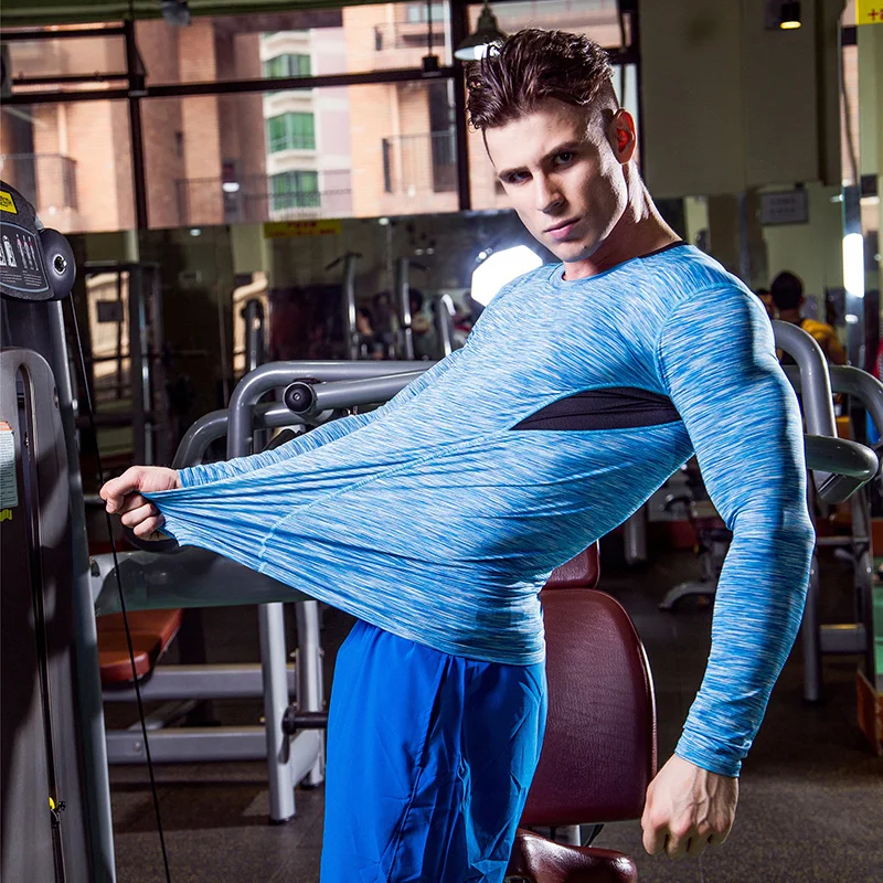 

Mens Quickly Dry Compression Fitness Tight Blouse Demix Jersey Rashgard Gym T-Shirt Sport Running Bodybuild Men's Long Shirt
