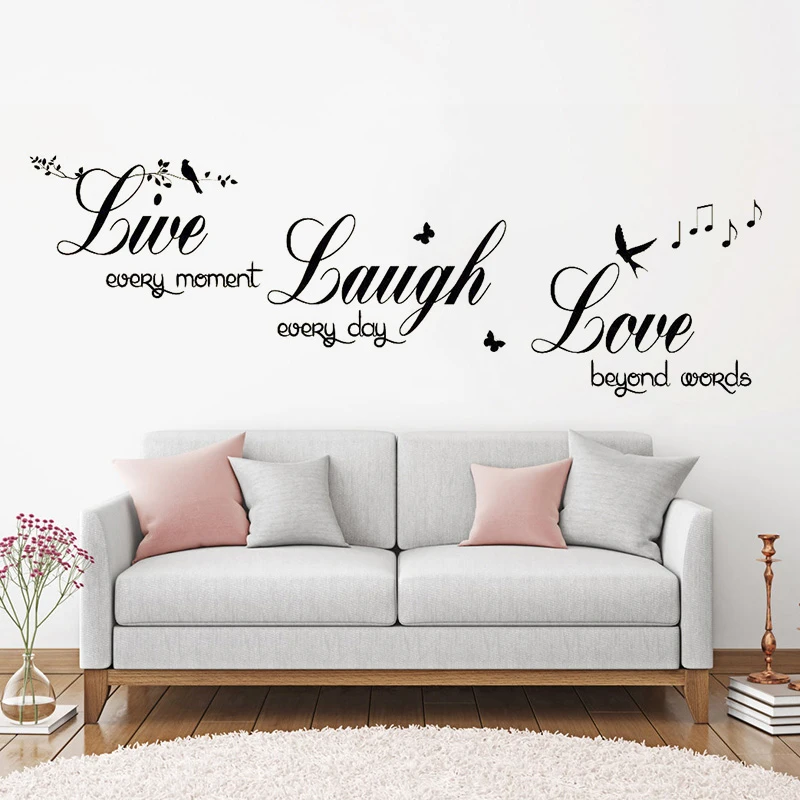 Live Laugh Love Sticker Live Laugh Love Music Birds Wall Art Sticker Modern Wall Decals Quotes  Vinyls Bedroom Home Decor Living Room Poster Zx584 - Wall Stickers -  Aliexpress