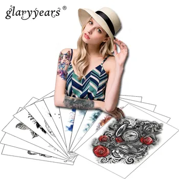 

Glaryyears 12 Sheets/Set 15*21cm Temporary Tattoo Sticker Fake Tatoo Flash Tatto Waterproof Small Body Art Men Women PKM12set05