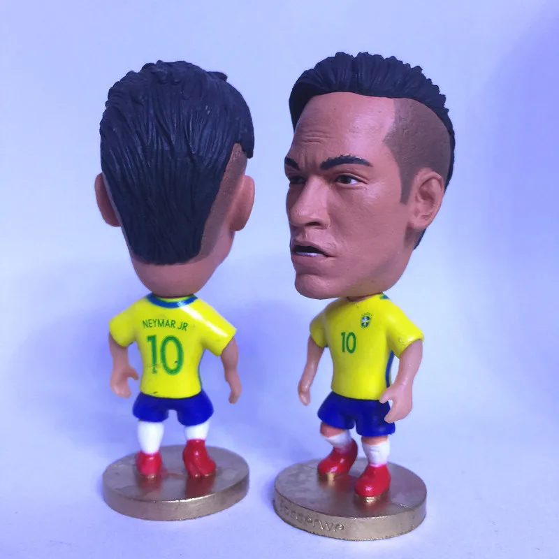 

Soccerwe Soccer Star Doll Brazil Player 10 Neymar JR Figurine Yellow Kit