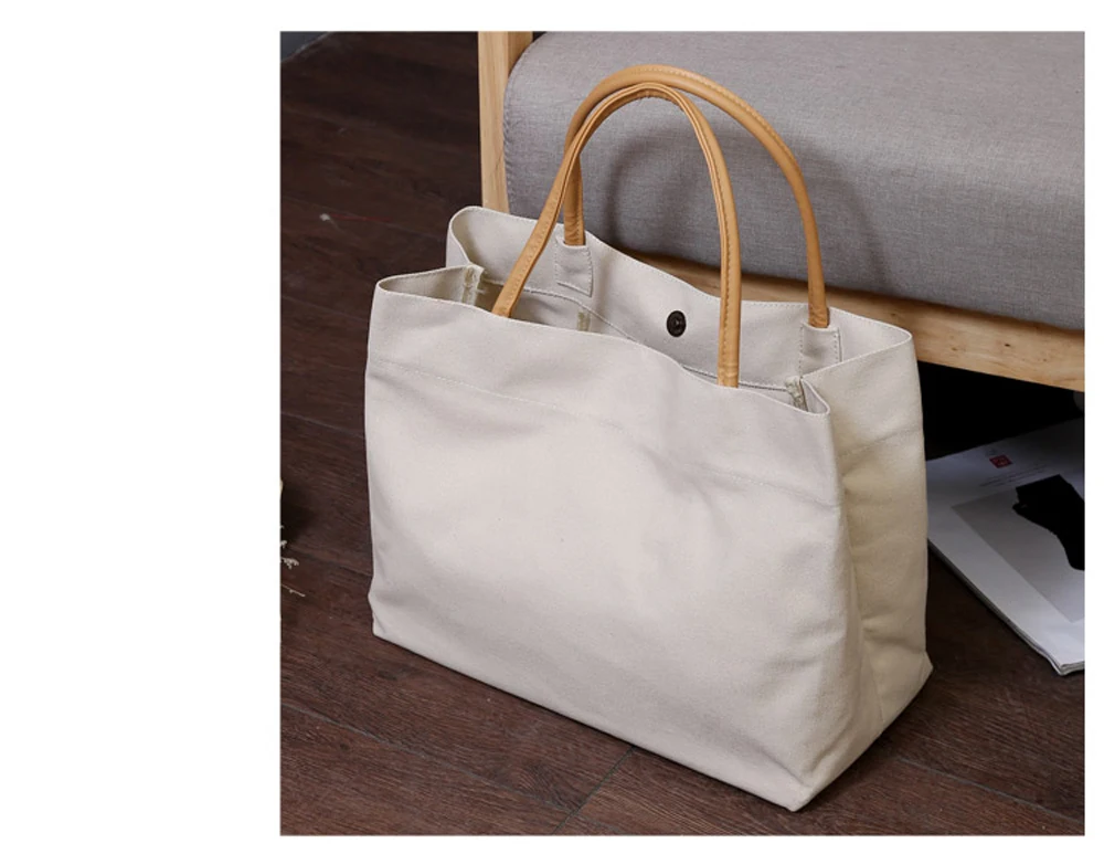 Women's Casual Canvas Cloth Bag Shopping Bag Cotton Lady Handbag Reusable Large Capacity Tote Bags