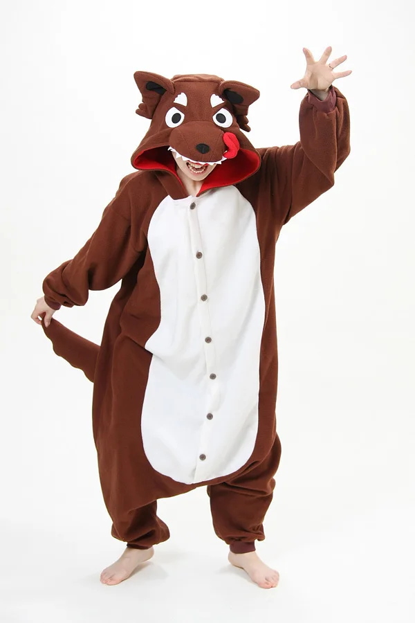 Ücretsiz Kargo Kurt Cosplay Kostüm Pijama Onesie Tek Parça Hayvan Pijama Sleepsuit kızın Parti Elbise
