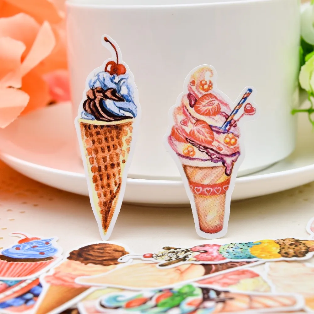

40pcs Self-made Ice Cream Sticker Handbook Peripheral Sticker cake Food Diary Korean Edition Cute Diy Album Decoration Notbook