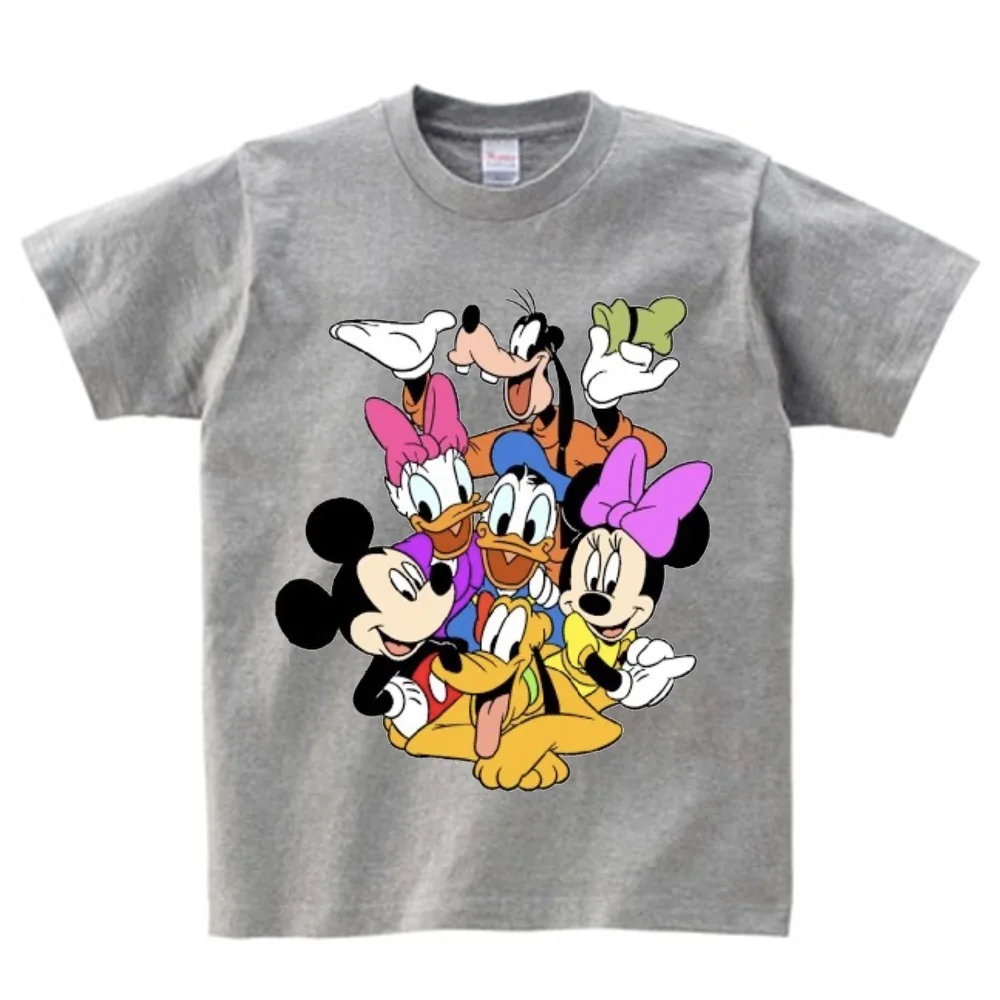 Детские футболки с изображением Микки Мауса футболка с короткими рукавами с изображением мышки футболка для маленьких мальчиков и девочек с Дональдом летняя футболка с круглым вырезом От 2 до 15 лет N