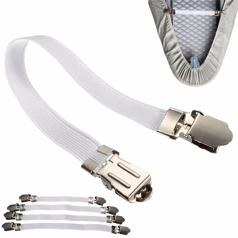 4pcs Ironing Board Cover Clip Fasteners Tight Fit Elastic Brace Bed