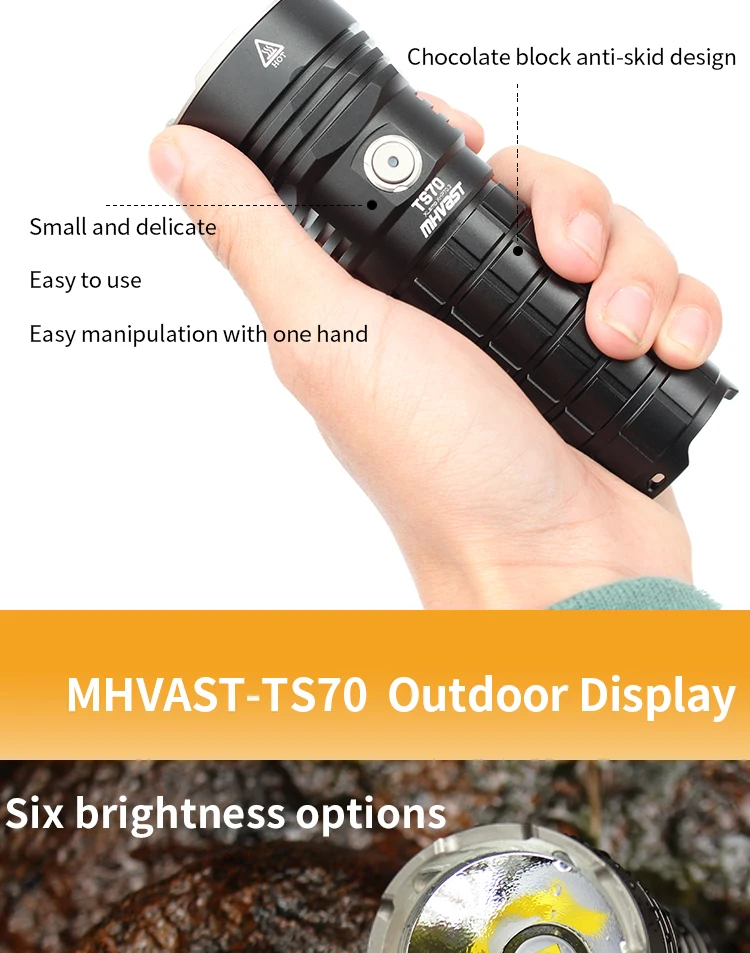 Новинка! MHVAST TS70 светодиодный фонарик cree XHP70.2 3860 lumnes, мощный фонарик для поиска, тип-c, 2А, 26650 аккумулятор, включает в себя