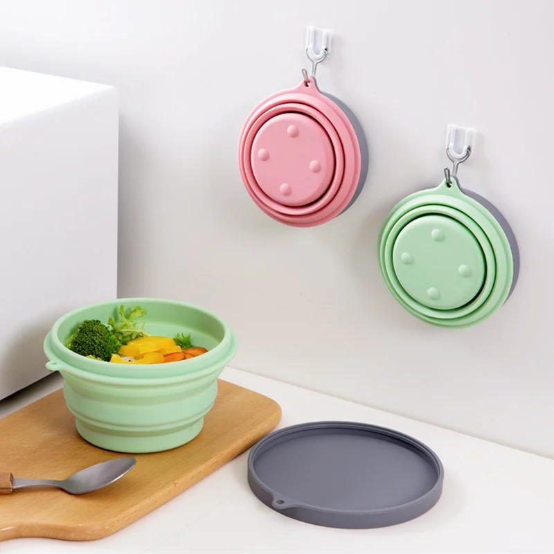 

2018 New Folding Bowl Food Grade Silicone Material Can Be Heated And Refrigerated Convenient Travel Outdoor With Lid Bowl-66944