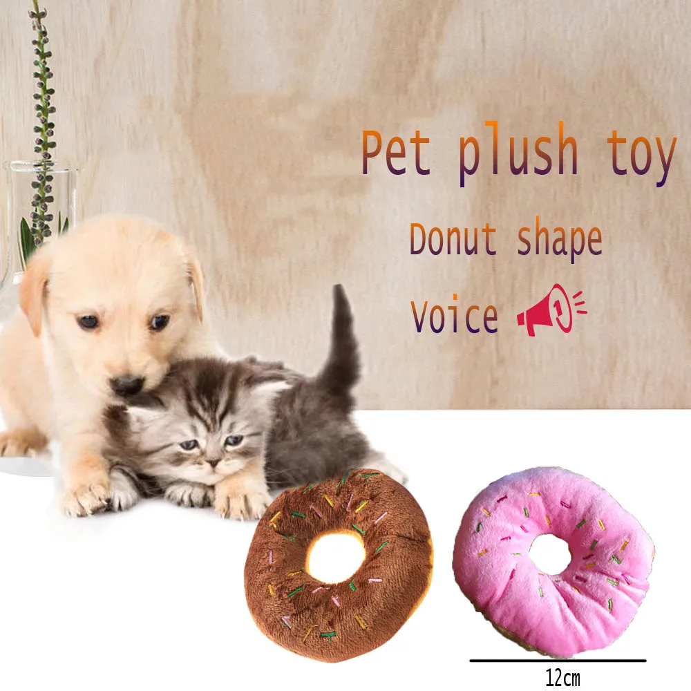

Lovely Donut Dog Squeak Toy Puppy Cat Tugging Squeaker Kong Quack Pet Sound Toy Play Toys Training Pet Toy Supplies