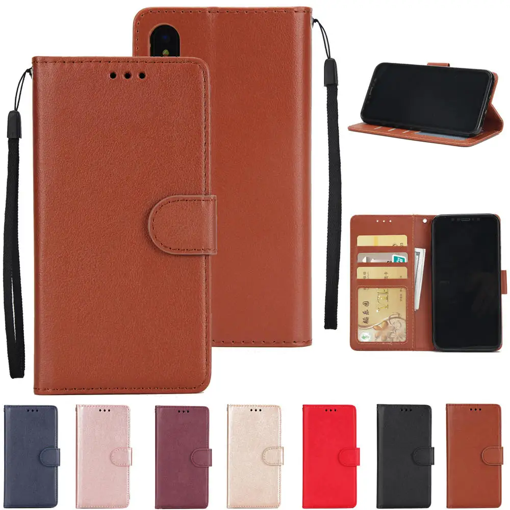 

Solid Color Book Phone Case For iphone X XR XS Max 7 8 Plus Case Flip Leather Wallet Cover For Coque iphone X 8 7 6 6S Plus Case