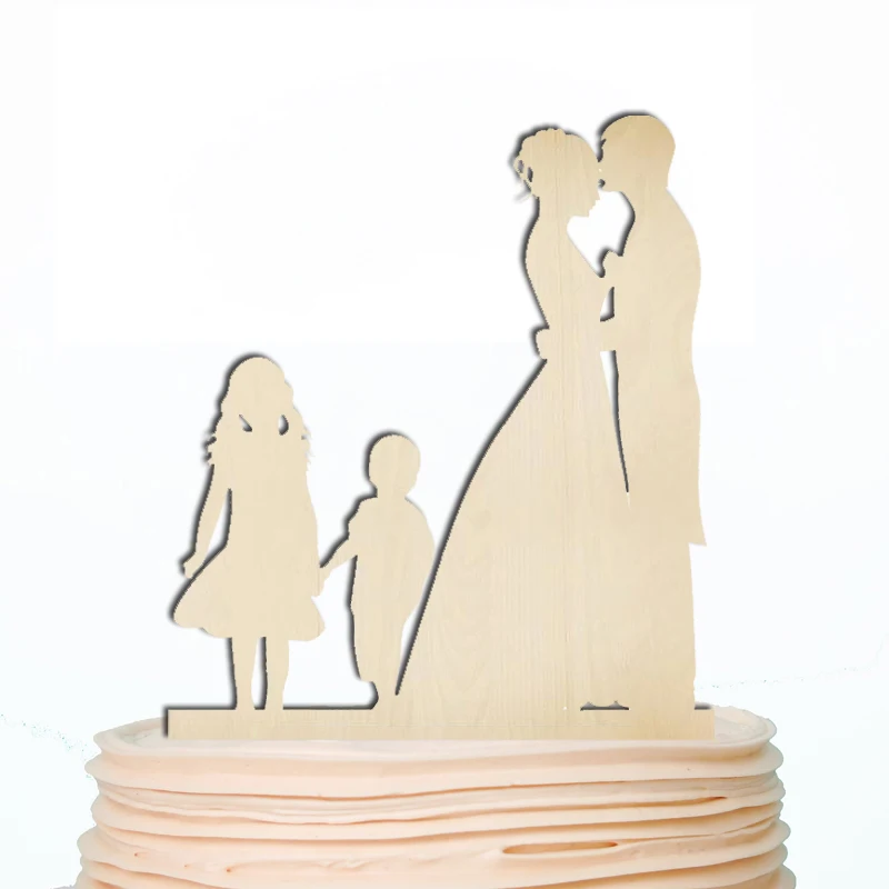 Свадебный юбилей Торт Топперы невесты и жениха Персонализированная семья с двумя детьми Мальчики Девочки на заказ торты Украшенные события