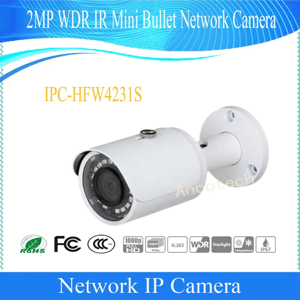 Бесплатная доставка DAHUA безопасности IP Камера 2MP FULL HD WDR ir мини пуля сети Камера IP67 без логотипа IPC-HFW4231S