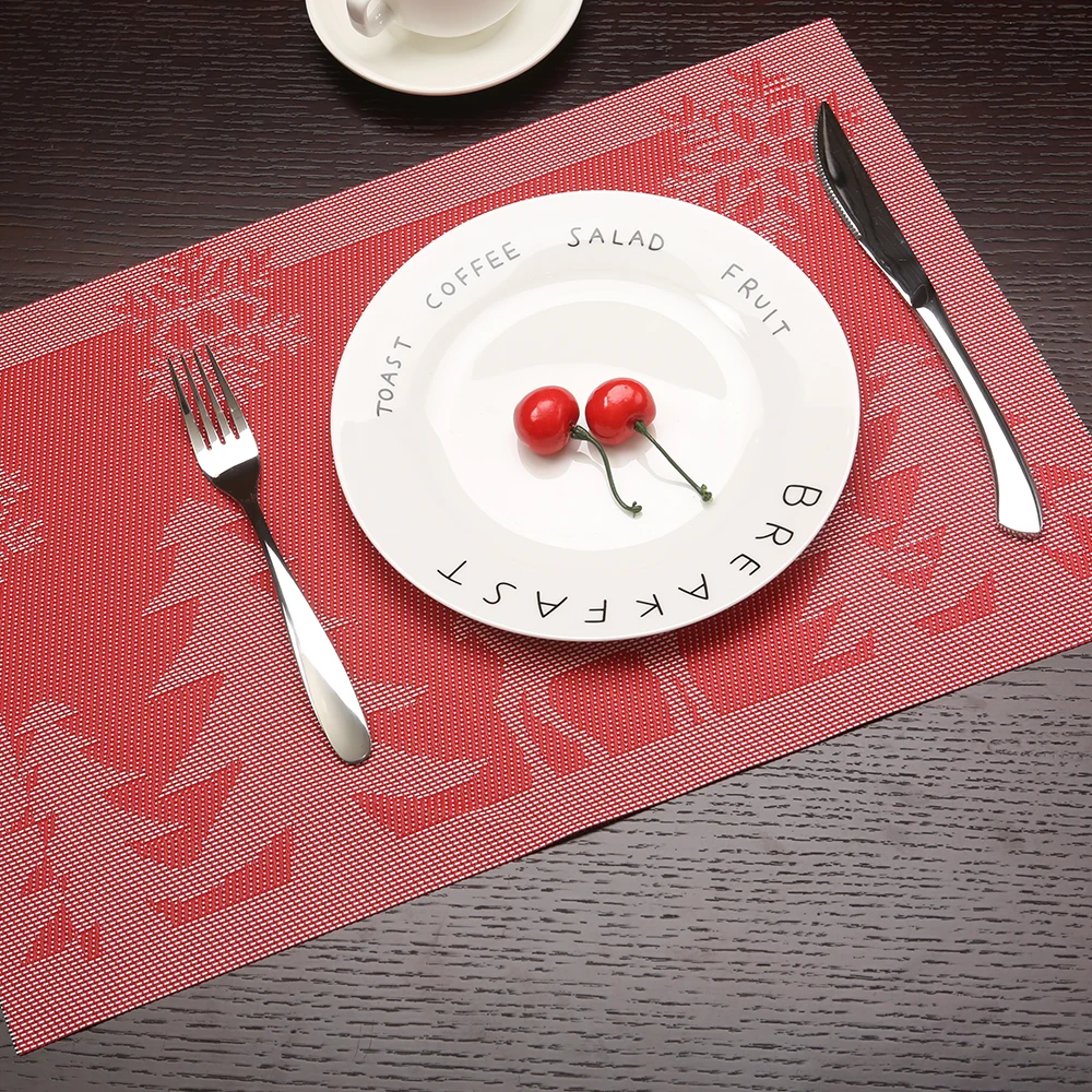 

2/4/6pcs/set Tree Snowflake Pattern Kitchen Table Mats Set PVC Placemats Insulation Pads Napkin Bar Plate Mat Gift 30*45cm