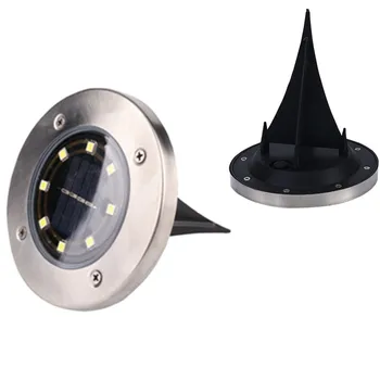 

New Waterproof IP65 8 LED Solar Underground Lights Stainless Steel Solar Buried Floor Light Outdoor Garden Path Ground Lights