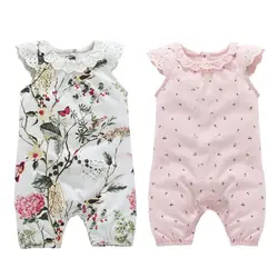 Одежда для малышей костюм без рукавов хлопок женский сокровище Цветок Летнее платье комбинезон для новорожденного младенца