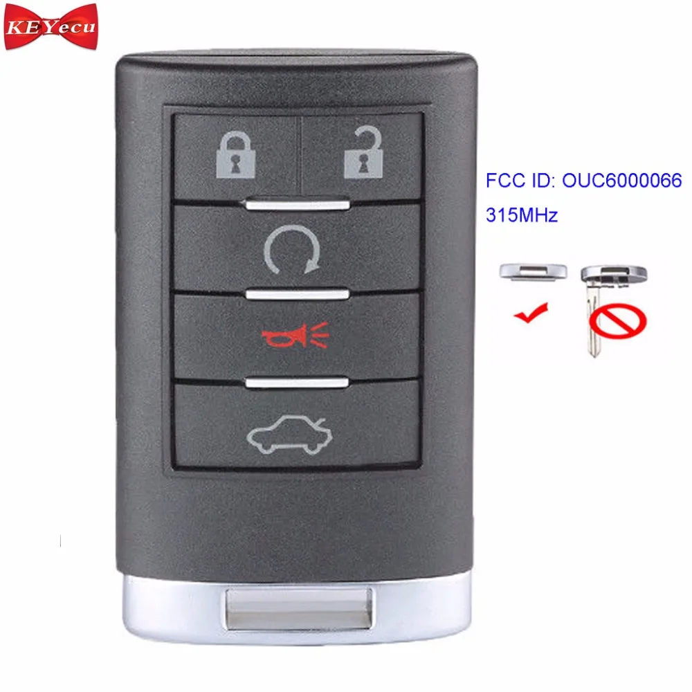 

KEYECU for Cadillac Escalade CTS STS DTS 2008 2009 2010 2011 2012 2013 Remote Control Car Key Fob 5Btn 315MHz FCC: OUC6000066