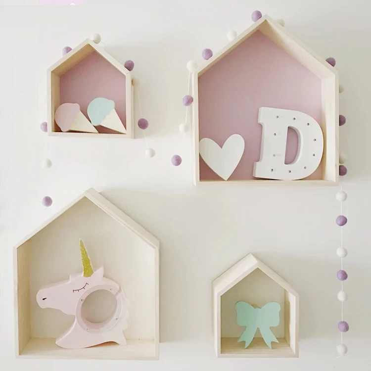 

European Simple Fresh L size Woooden Wall Storage Box Wall Hanger Storage Rack Multi-use Wall Deco Box for Kids Room Furnishings