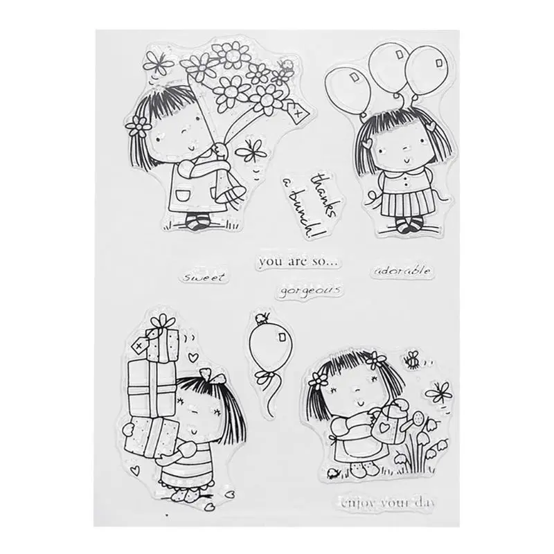 

1pc DIY Little Girl Transparent Clear Seal Card Scrapbooking Photo Album Decorative Silicone Stamp