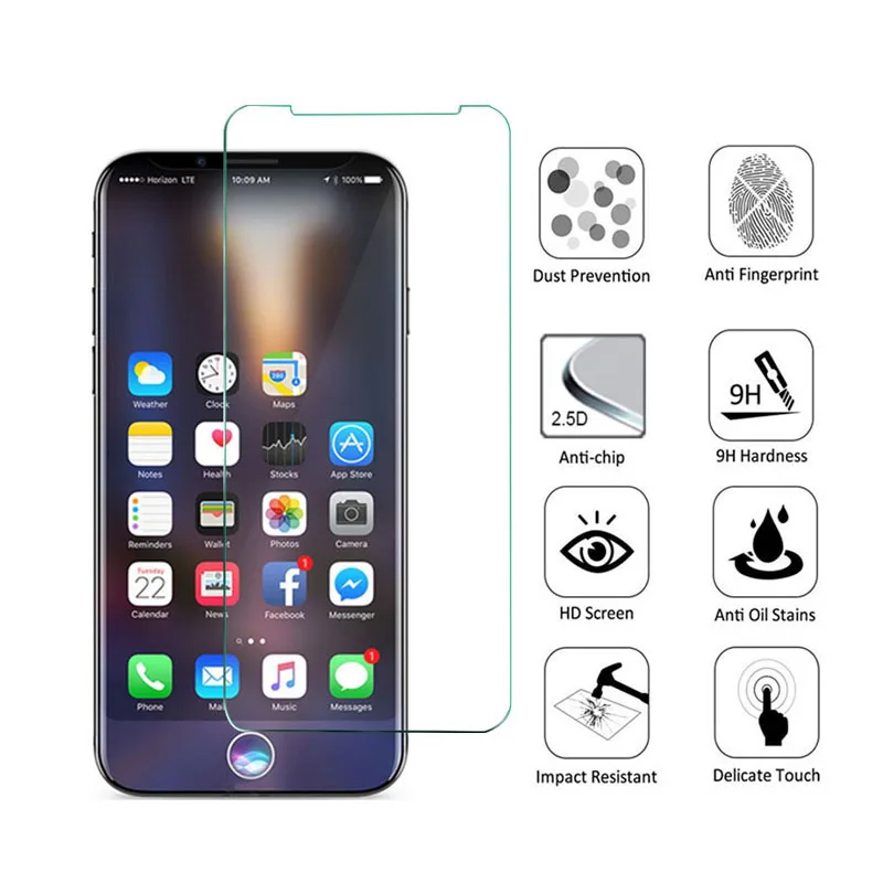 

Glass For iPhone XS XR XS Max 6.1 6.5 5.8 inch 2018 Screen Protector Tempered 9H Cover For iPhone 8 X 7 6 6S Plus 5 5S SE Film