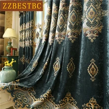 European and American royal aristocratic Green luxury embroidered curtains for Living Room high quality Voile Cutain for Bedroom