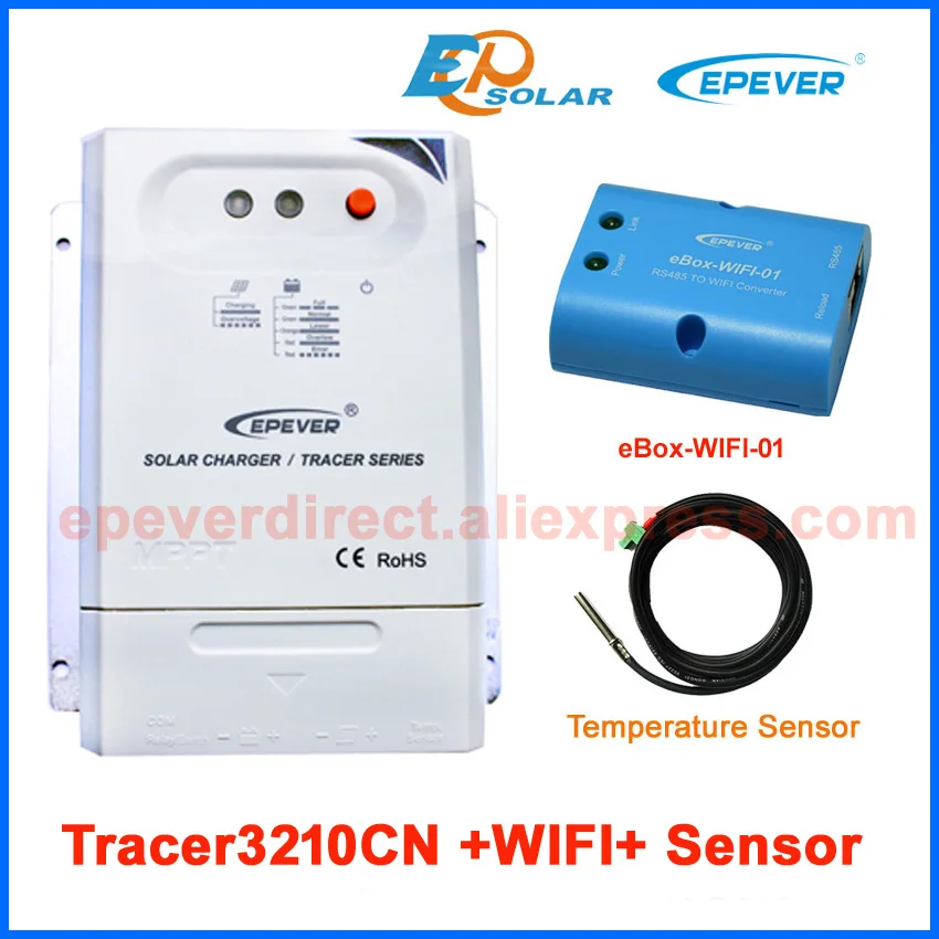

30A Tracer3210CN MPPT Solar battery charger with wifi box and temperature sensor Max Pv Input 100v