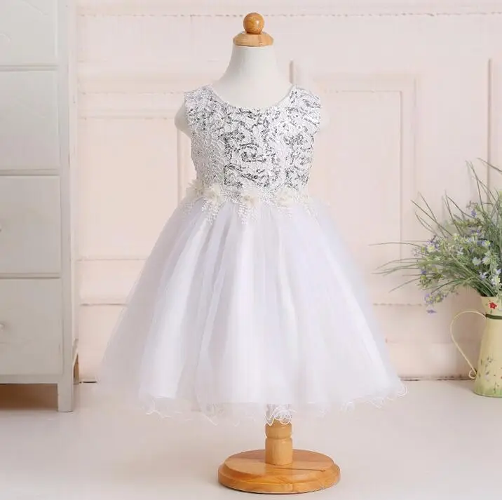 

Nicoevaropa 2017 New Flower girl dress Kid girl sequin dress Floral dress Children Princess Ball Gown