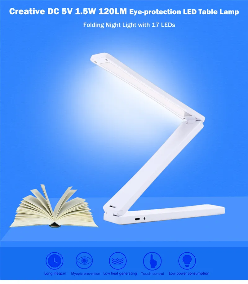 Mini- 450MAh -Capacity -Folding- Led -Reading- Desk Table Lamp- 17leds 3