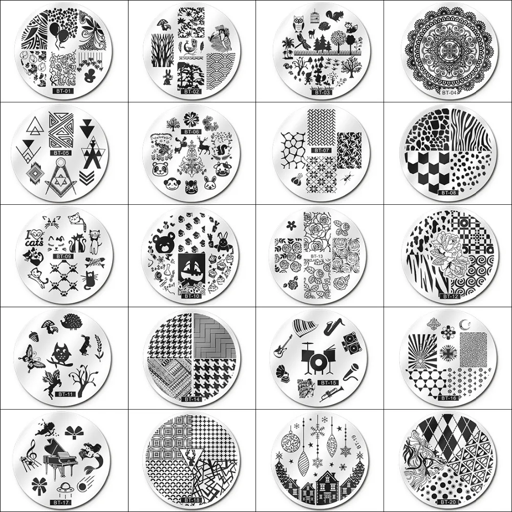 Biutee 10 шт. трафареты для ногтей 304 нержавеющей стали пластины для стемпинга с изображением дизайн ногтей маникюрный набор