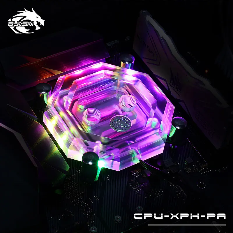 Bykski cpu водоблок используется для INTEL LGA1150 1151 1155 1156 2011X99 RGB поддержка 5 в 3PIN GND разъем для материнской платы/cpu-XPH-PA