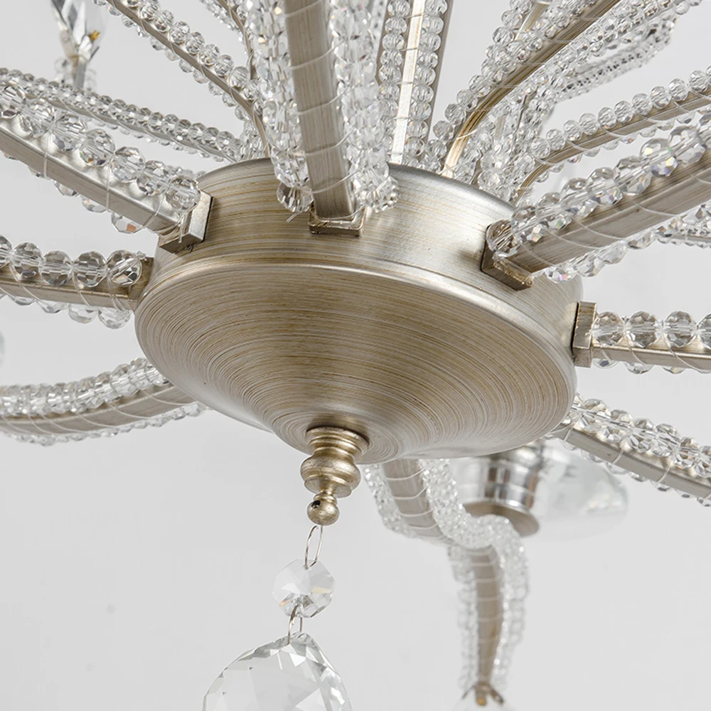 Современная Серебряная хрустальная люстра для освещения AC110V 220 v lustre de cristal гостиная спальня лампа