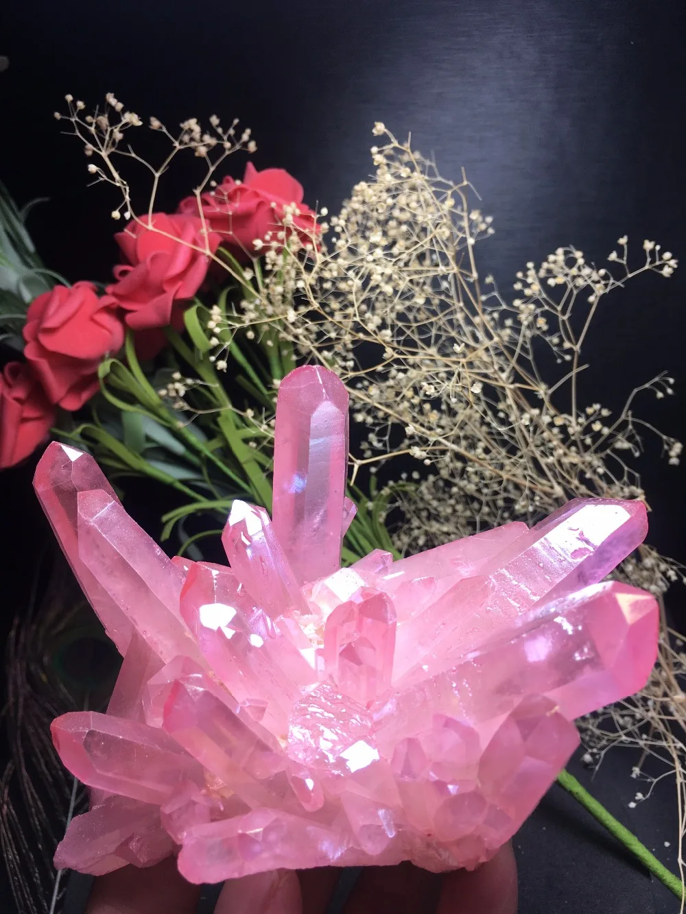 

PRETTY Aura Quartz Crystal Bismuth Titanium Silicon Clusters SPECIMEN