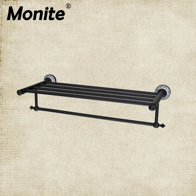 

Bathroom Oil Rubbed Black Bronze B5140 towel holder rack Shelf with Robe clothes Hooks Robe Hook Towel Rack