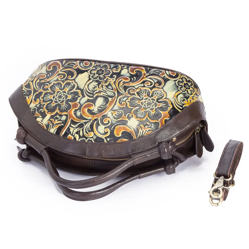YeeSupSei модная сумка с цветочным узором на половину Луны, натуральная кожа, маленькая Роскошная сумочка, Женская винтажная дизайнерская сумка-хобо, сумка-мессенджер