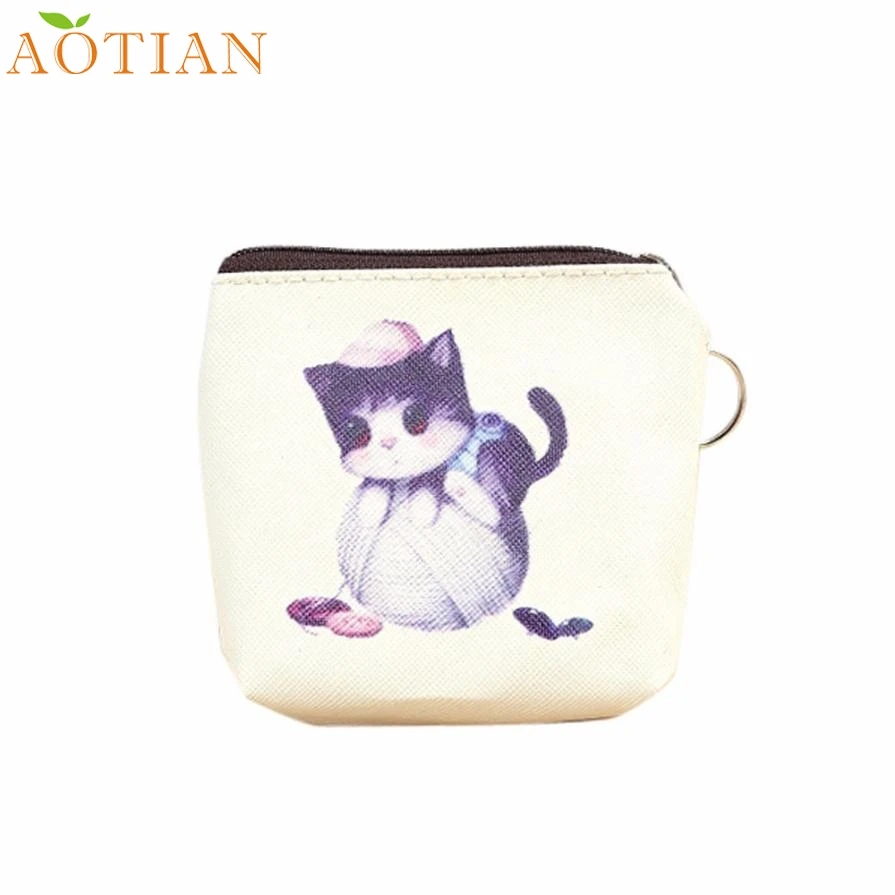 

AOTIAN Cute Cat Women Girl Leather Zip Coin Purse Key Card Bag Lady Wallet Fashion Hot New DropShipping 73-08