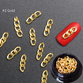 

20pcs/Bottle Fashion 3D Metal Chain Nail Art Decoration Black/Gold/Silver Chain Style Punk DIY Design Alloy DIY Nail Art Tools