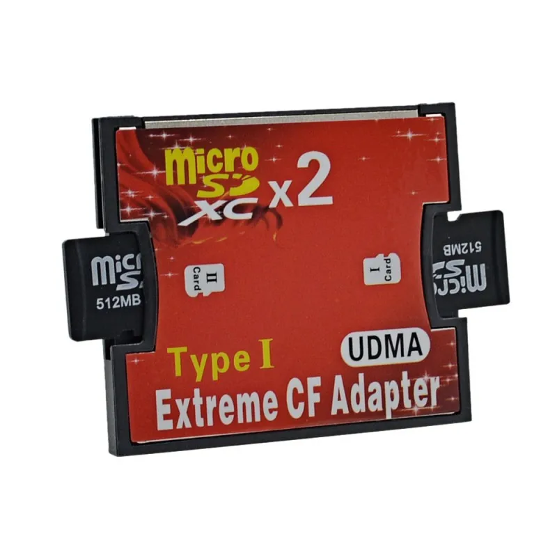 

Hight Quality Red Single Dual Slot Micro SD SDHC SDXC TF to CF Adapter MicroSD to Extreme Compact Flash Type I Card Converter