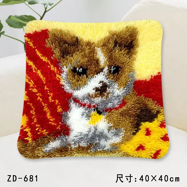 

ZD681 Pillow Cushion Latch Hook Kit Embroidery DIY Craft Cross Stitch Needlework Embroidery Counted Cross-Stitching Kit Set