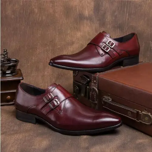 Doppel Oxford Leder Amerika toe As Schnalle 2 Für Mode Echtem Aus 1 Europa Handgemachte Party Pic Schuhe Männer Hochzeit Spitz as gz1q4w0