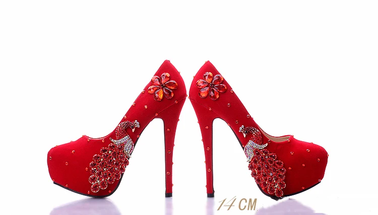 13_2018 Spring Red Stiletto High Heeled Platform Pumps Wedding Pointed Bridal Shoes Online 14cm Hot Sale