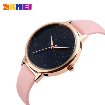 

women watches rose gold case fashion ladeis watch vogue leather strap creative women's wristwatches Luxury Skmei Reloj Mujer New