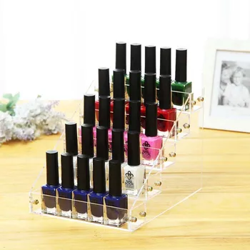 

New Arrival 5 Layers Clear Acrylic Nail Polish Rack Storage Display Shelf Nail Polish Mascara Eyeliner Lipstick Organizer