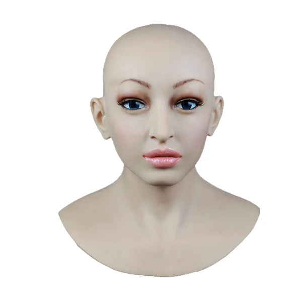 

(SF-12) Crossdress masquerade fancydress cosplay girl realistic human face silicone female full head mask fetish wear